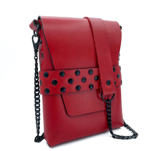 Tall Red Bag with Rivets
